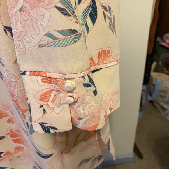 Sejour 3X Pink Sheer Floral Blouse Scoop Neck 3/4 Sleeve Church Work Teacher - Picture 8 of 10